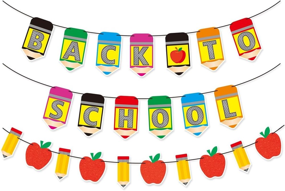 9.8ft Back to School Welcome Pencil Apple Banner First Day Decor-image