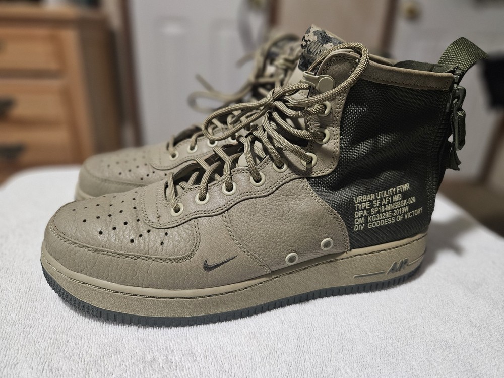 Nike 2018 SF Air Force 1 Mid Neutral Olive Used Worn Once!!! Size 9.5!!!