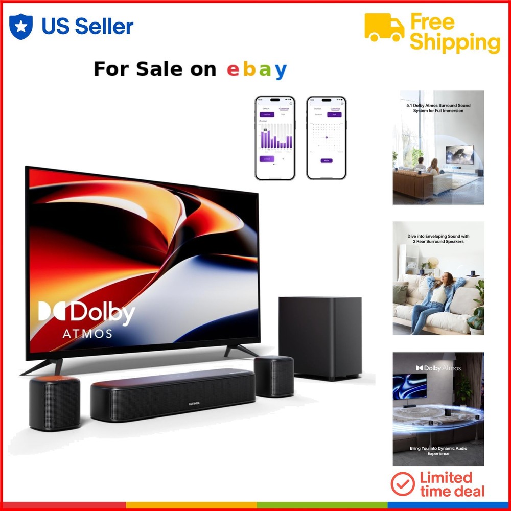 5.1 Sound Bar Dolby Atmos Surround System with Subwoofer Home Theater