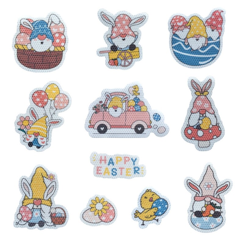 1 Set Easter Bunny Easter Egg Faceless for Reflective Magnet Car Decoration