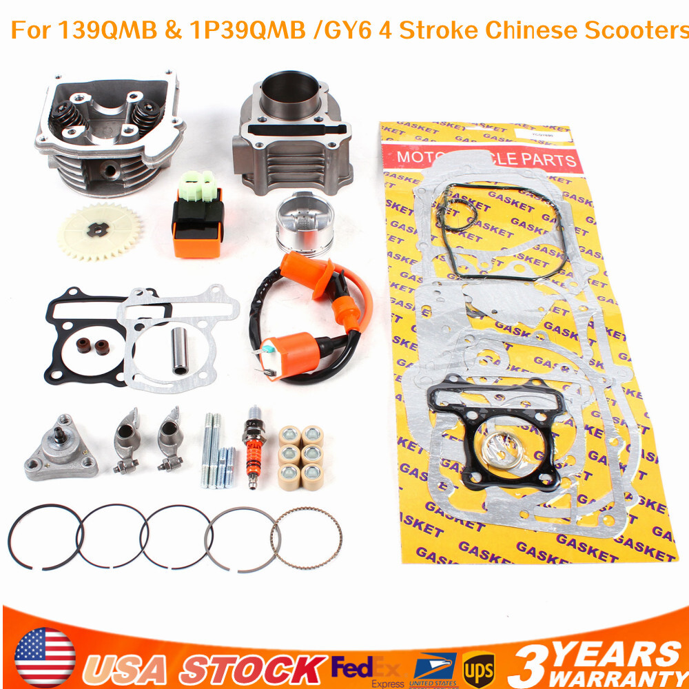 High-Performance GY6 50CC 100CC Big Bore Cylinder Kit with 50mm ID & 64mm Valves for 1P39QMB 139QMB Engines