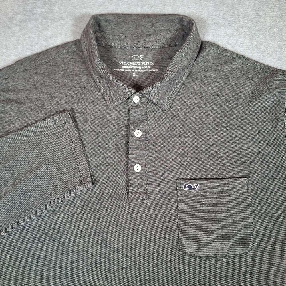 Vineyard Vines Edgartown Polo Shirt Men XL Gray Long Sleeve Performance Stretch