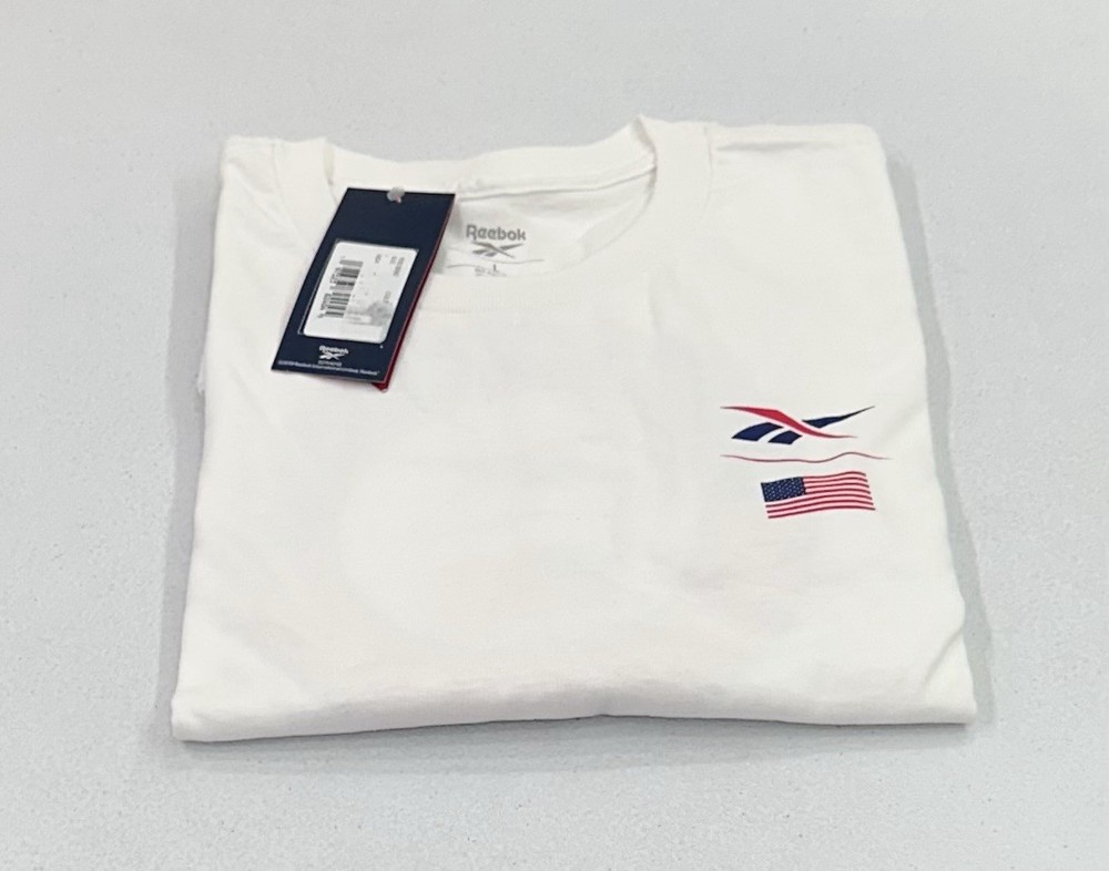 Reebok Men's USA Dedication Nation Logo Crew Neck T-Shirt, White, L