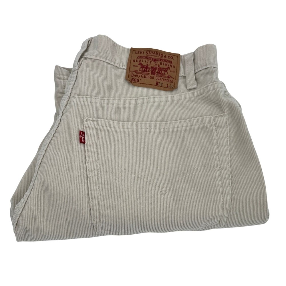 Levi's 505 Corduroy Pants Mens 38x30 (36x29 ACTUAL) Cream Regular Straight VTG