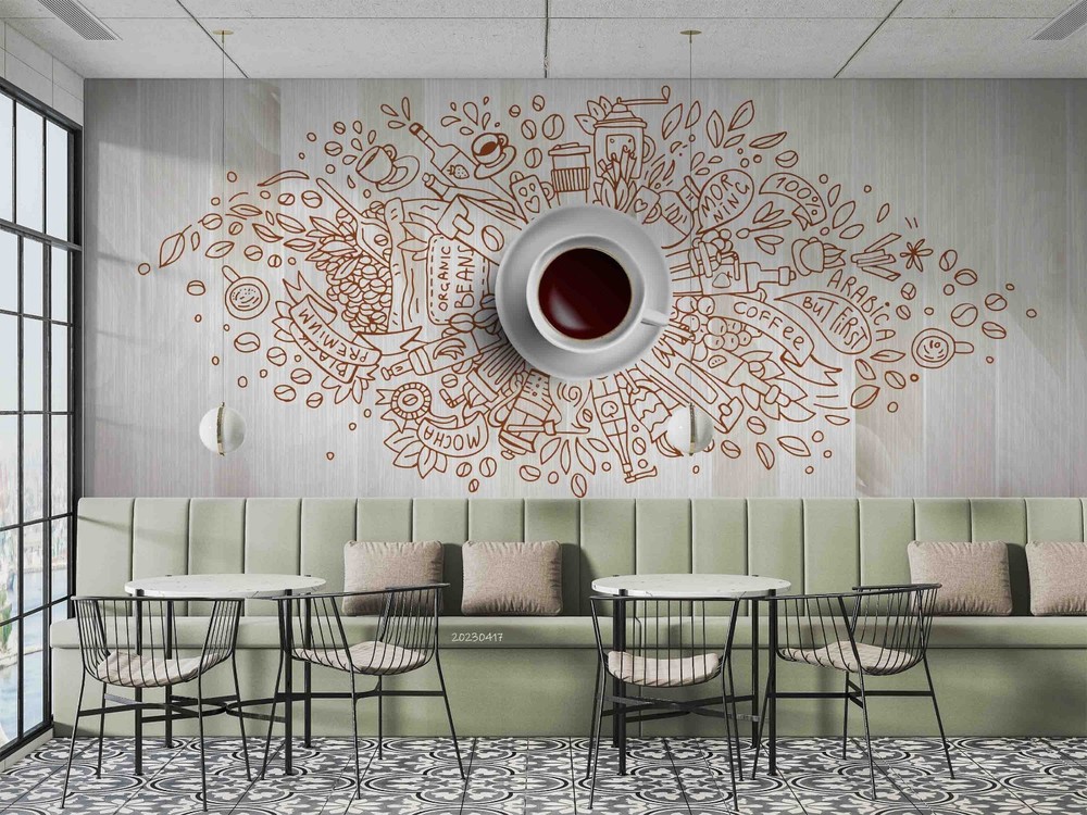 3D Coffee Graffiti Illustration Wall Murals Wallpaper Murals Wall Sticker