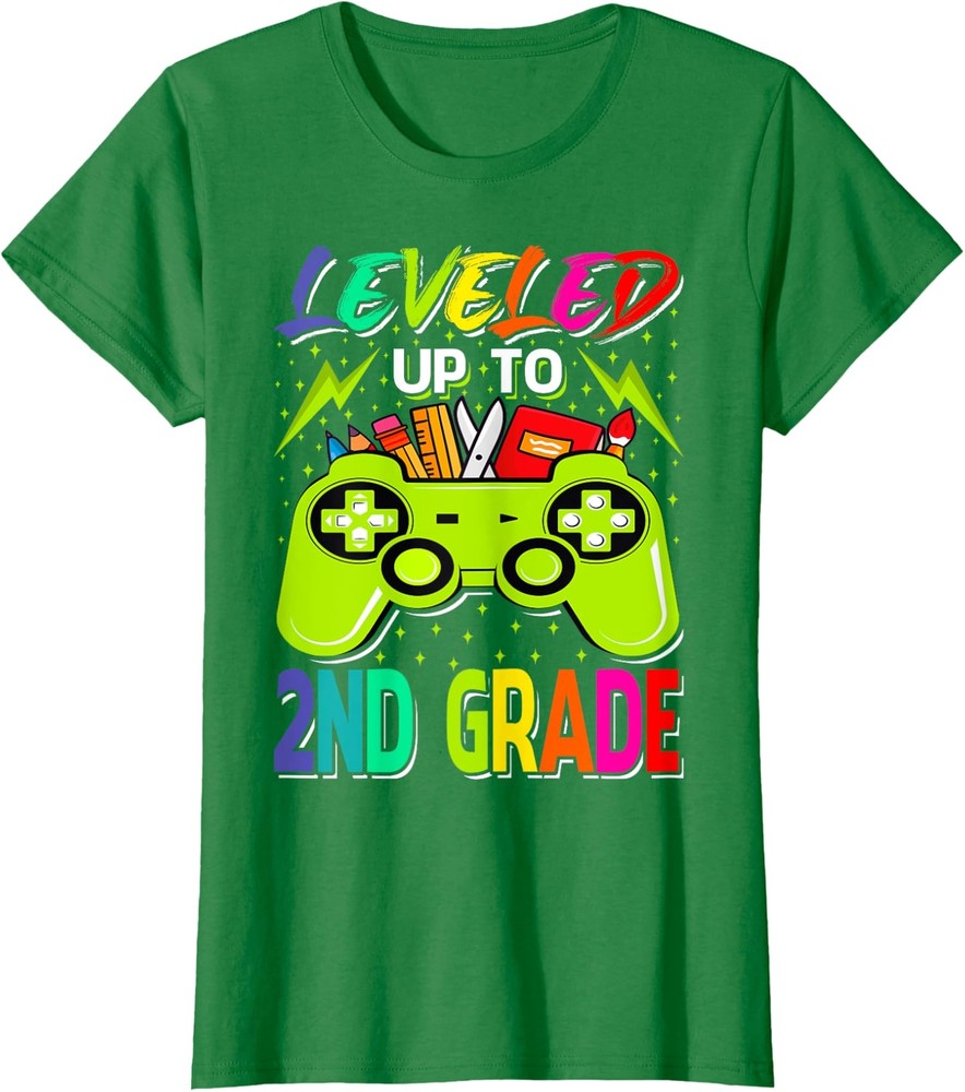 Leveled Up To 2nd Grade Gamer Back To School First Ladies' Crewneck T-Shirt