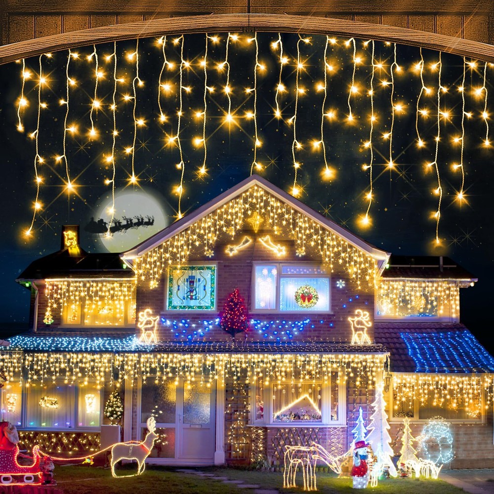 52 FT Christmas Lights Outdoor Decorations 480 LED 8 Lighting Modes with Time...