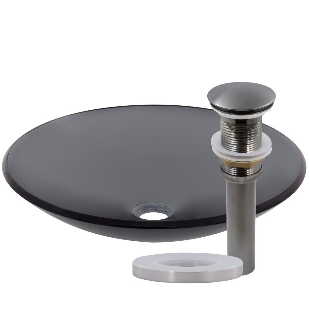 Miseno 18 Inch Gun Metal Tempered Glass Vessel Bathroom Sink MNO-G613