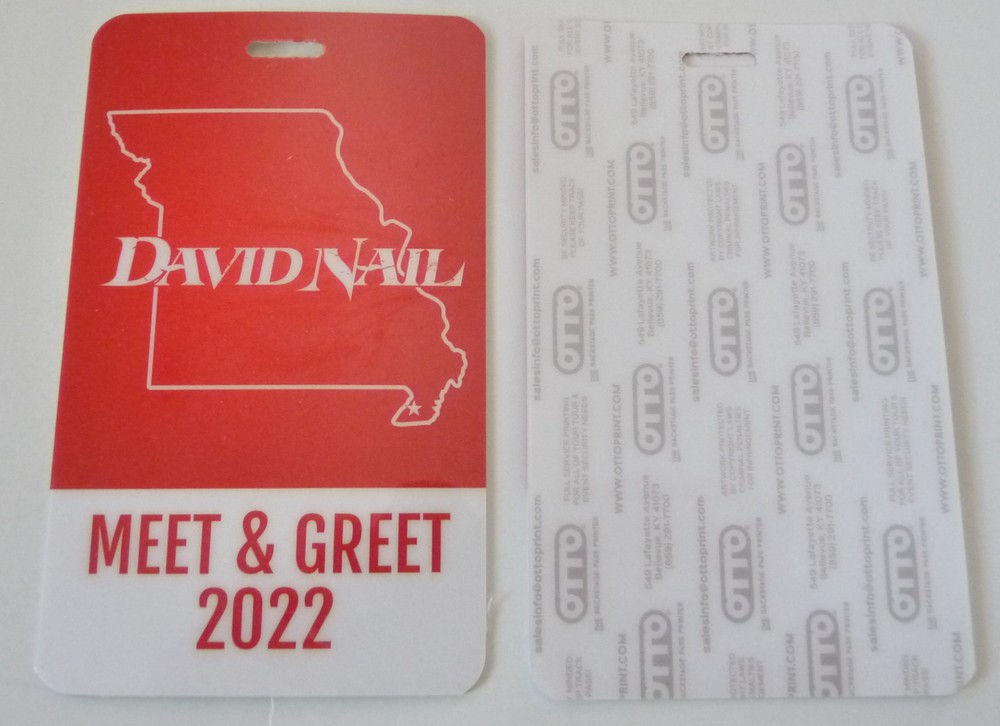 David Nail Meet & Greet 2022 Concert Tour Backstage Laminate Pass D12