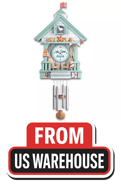 Life Is Good Beach Cuckoo Clock with Wave Sounds Handcrafted Coastal Decor