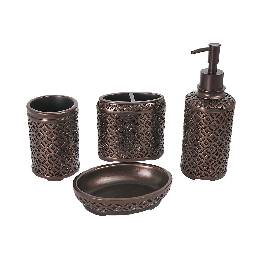 4-Piece Orbs Bathroom Accessories Set - includes Toothbrush Holder, Tumbler, ...