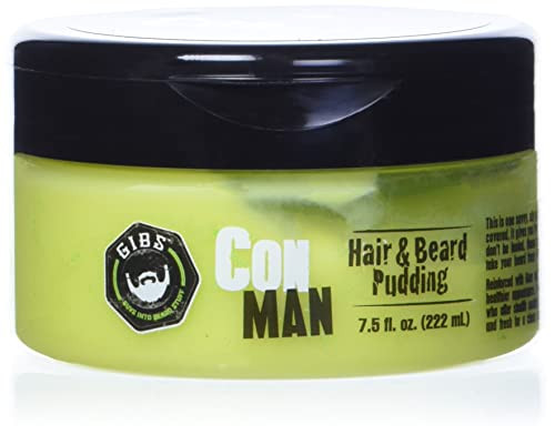 GIBS Con Man Hair & Beard Pudding - Leave-In Conditioner, Curl Definer,Green ...