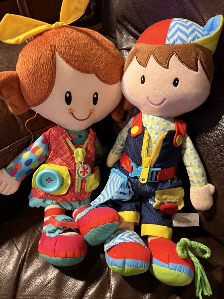 Learn To Dress Boy June Garden Girl Plush Doll with Buttons Snaps Zippers Buckles  