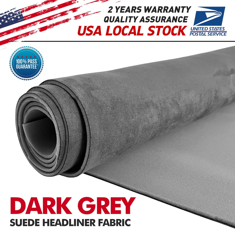 Gray Suede Headlining Foam Backed Fabric 60