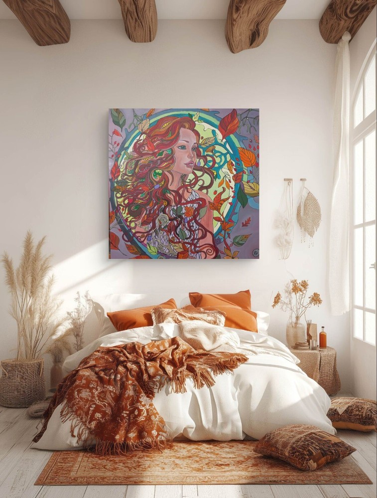Hand-painted modern oilpainting AUTUMN Original modern Portrait Canvas 39
