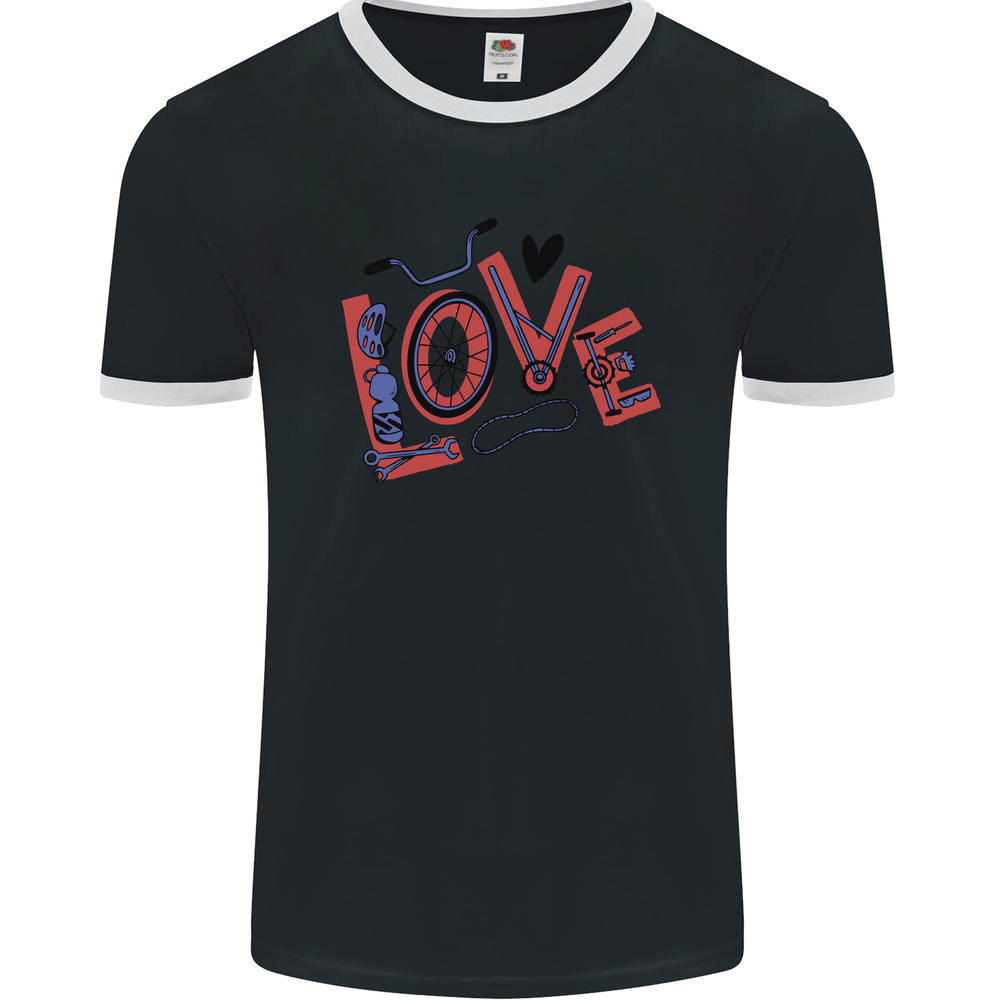 Funny Bicycle Love Cycling Ringer T-Shirt for Men by FotL