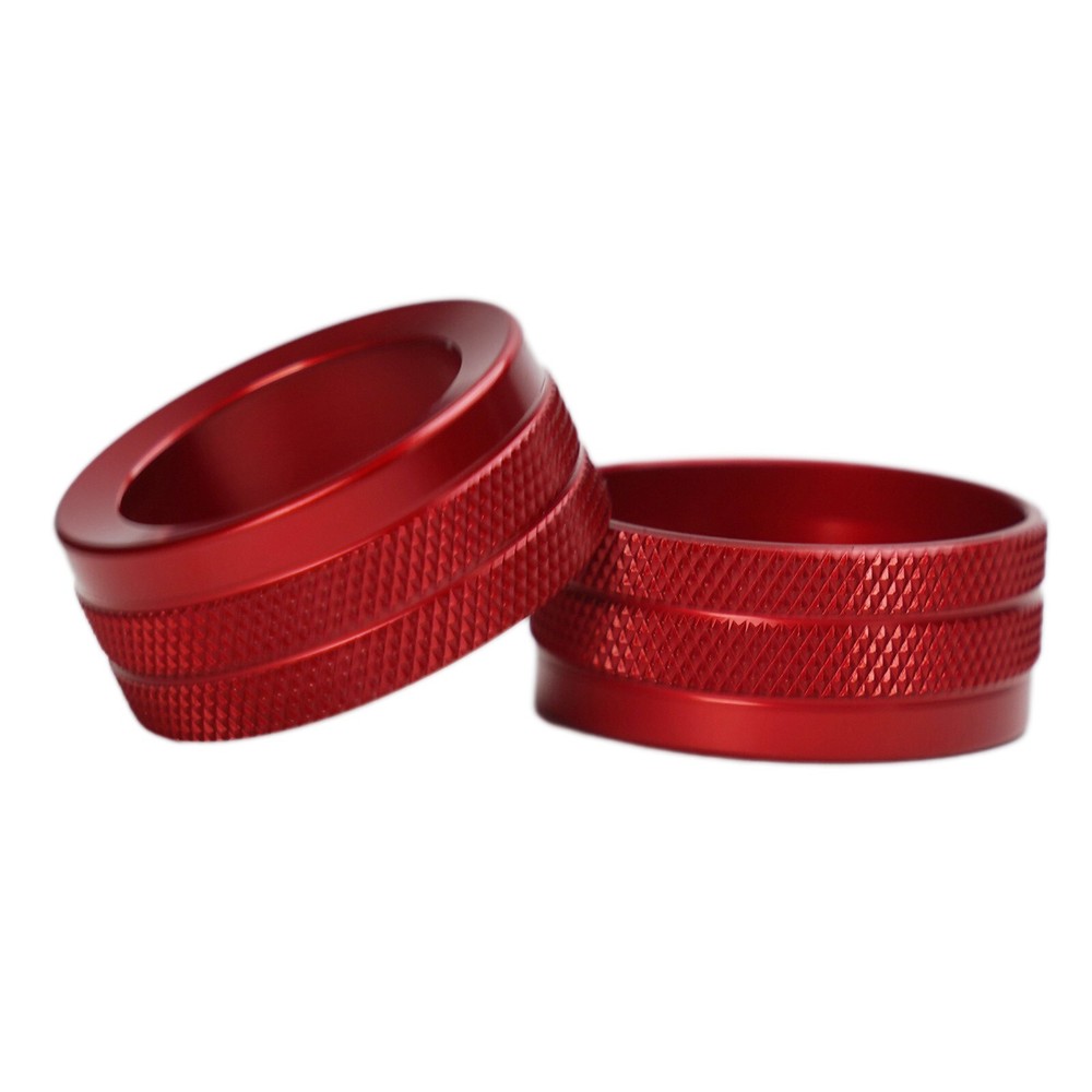 2pcs Knobs Covers Red Alloy Volume Radio Switch For 911 Car Parts