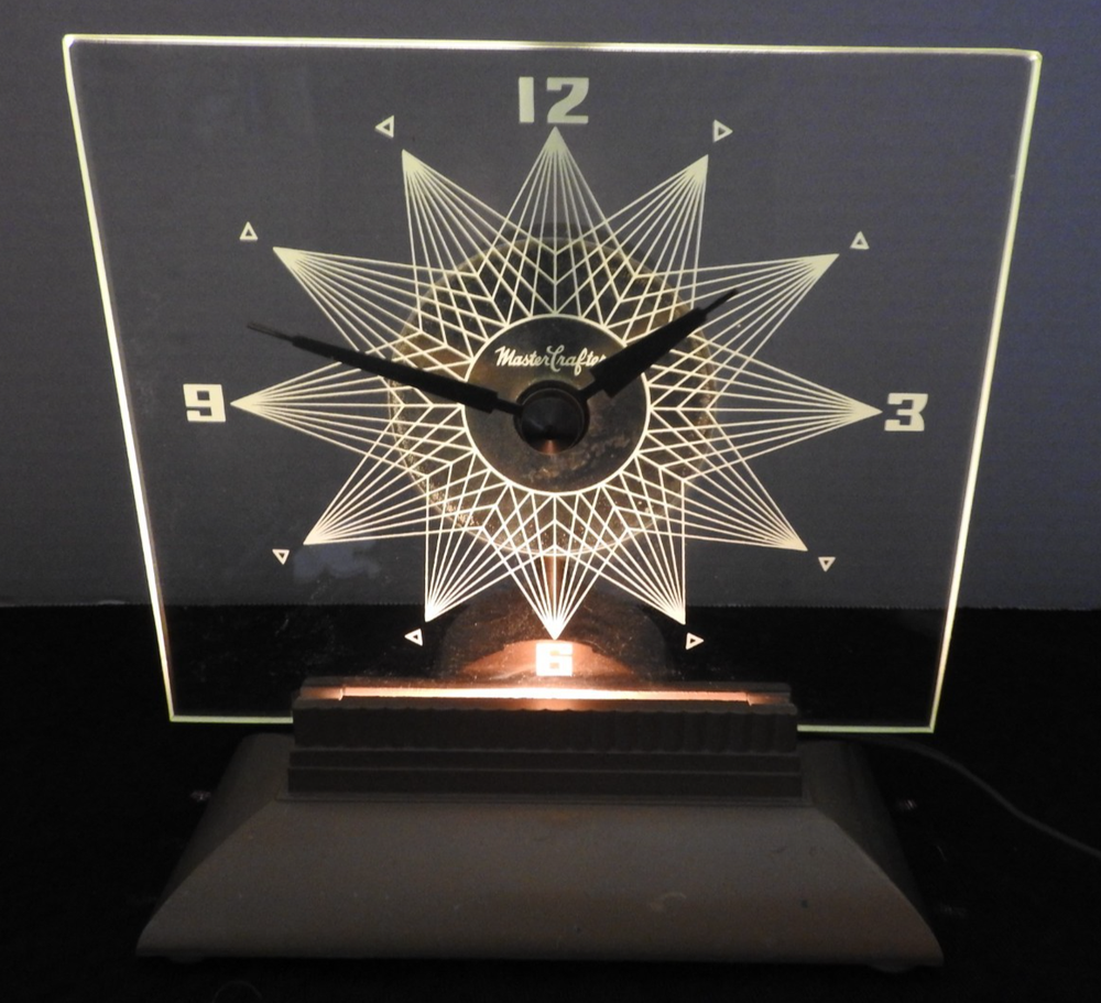 Rare 50's MasterCrafters Mid-Century Modern Eternalight Atomic Desk Clock WORKS!
