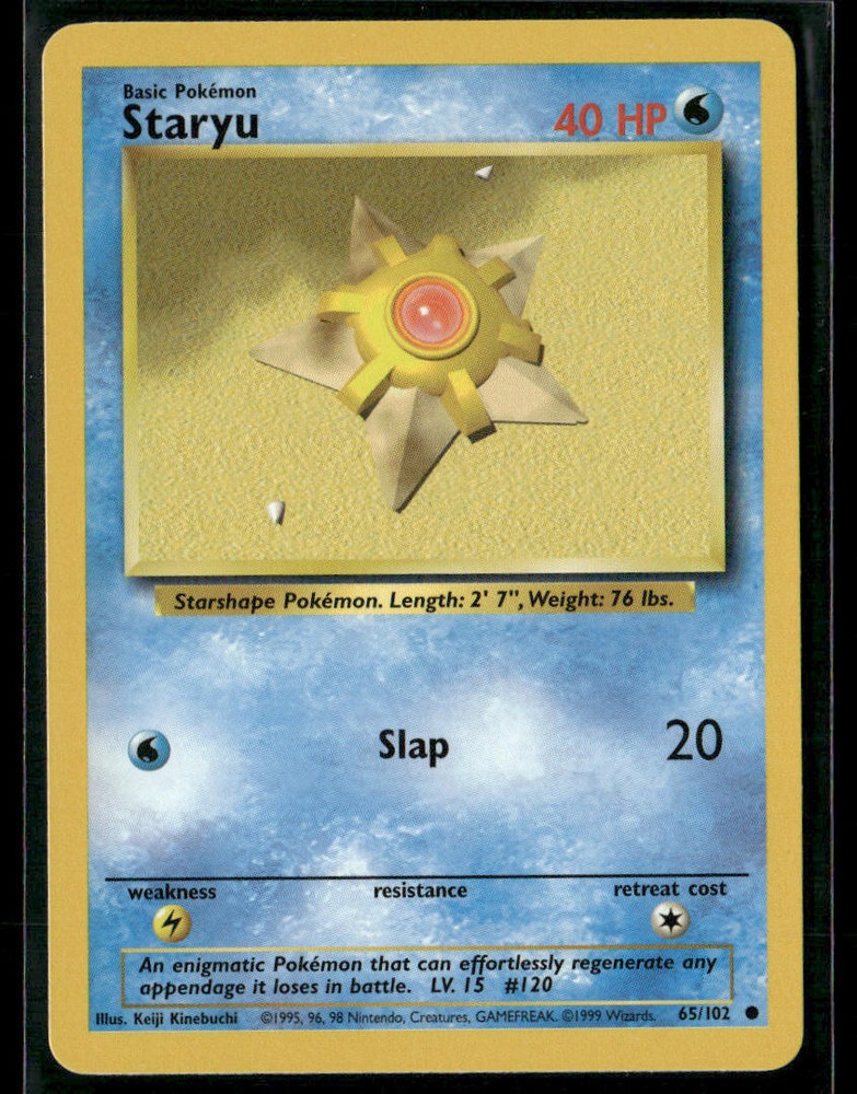 1999 Pokémon Base Set Staryu 65/102 Holo Card