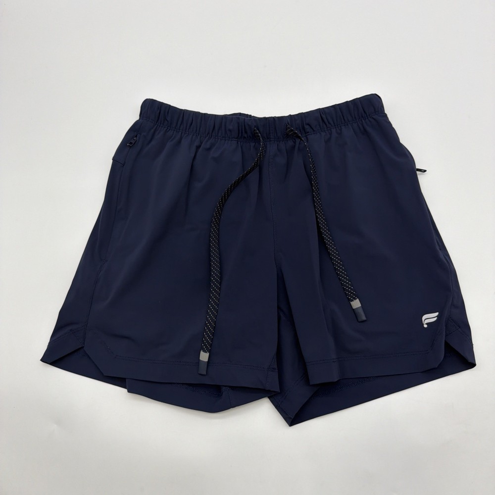 Fabletic Athletic Shorts Women S/M Blue Logo Pockets Zip.#42331