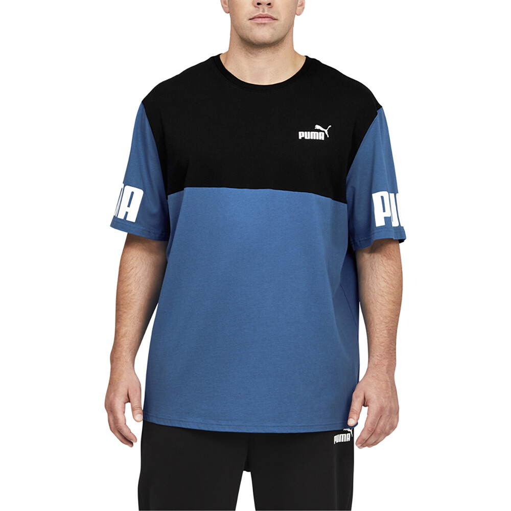 Puma Power Colorblock Crew Neck Short Sleeve T-Shirt  Tall Mens Black, Blue Casu