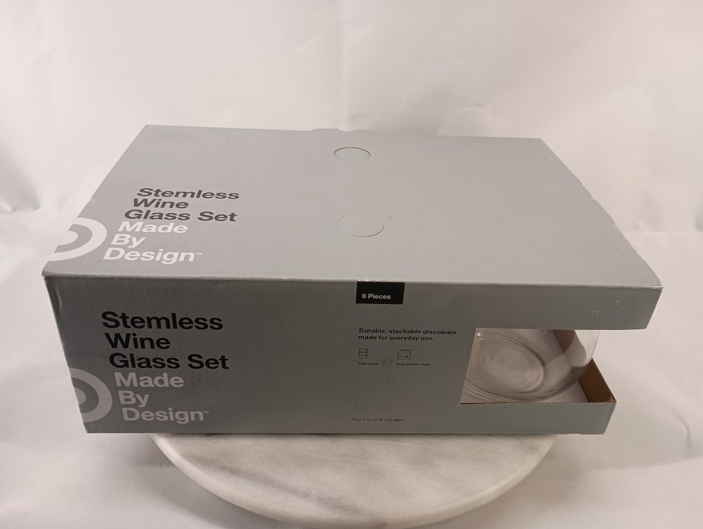6 Stemless Wine or Cocktail Glasses 16.2oz Clear New from Target