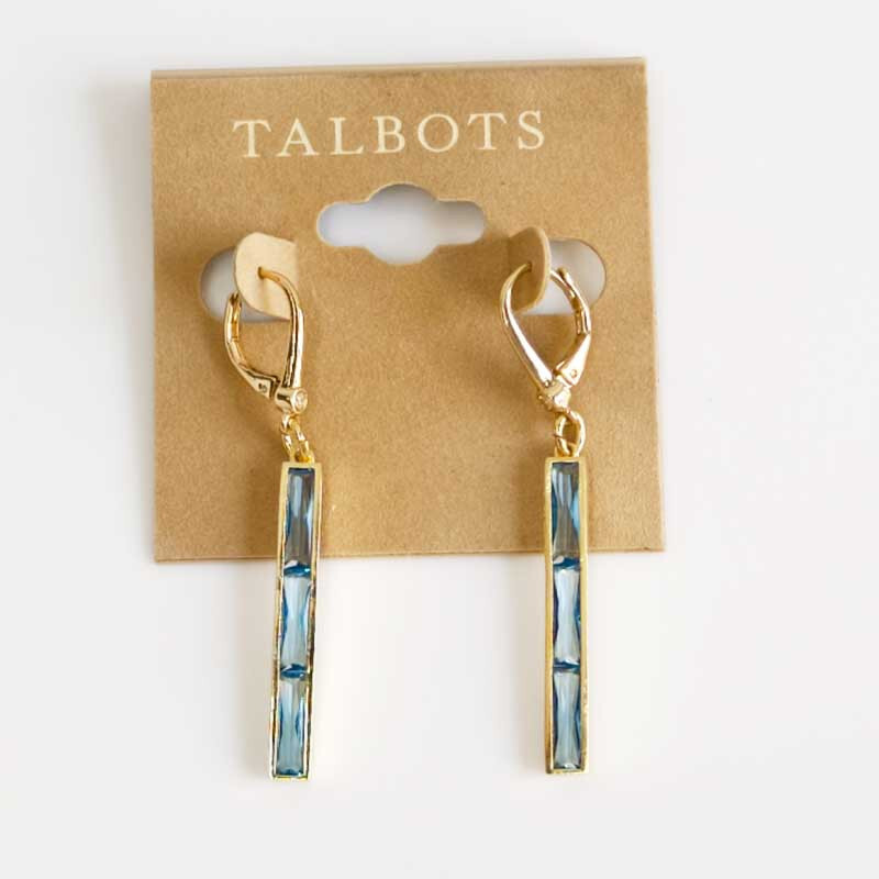 New Talbots Minimalist Crystal Bar Drop Earrings Women Everyday Vacation Jewelry