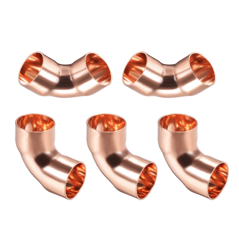 5Pack 3/4Inch(Inner Dia) 90 Degree Copper Pipe Fitting Elbow Adapter Copper Tone