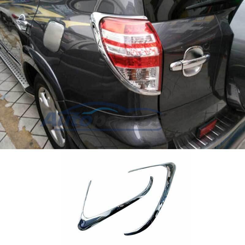 Chrome Silver Exterior Rear Tail Light Lamp Strip Trim For Toyota RAV4 2009-2012