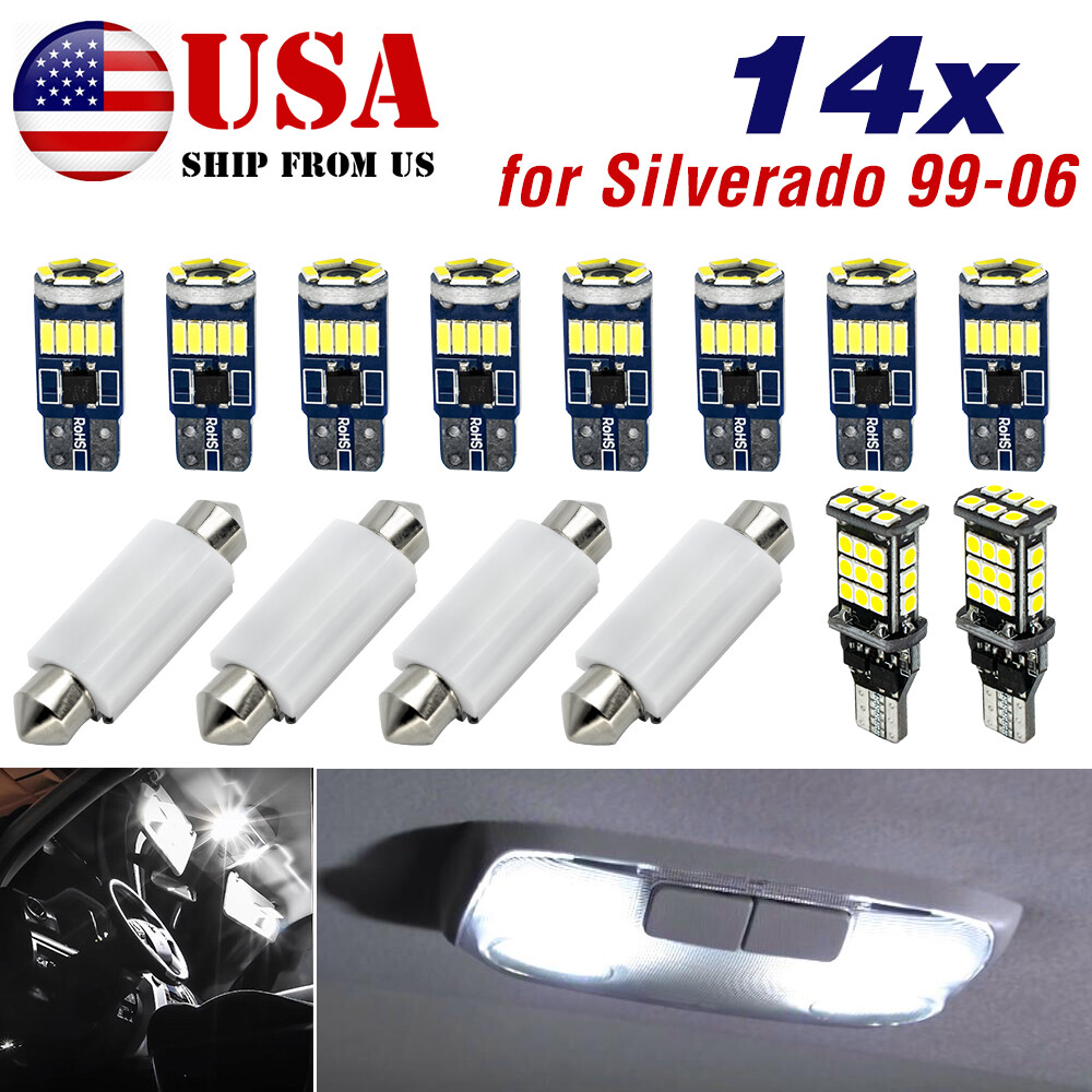 14x LED Light Kit for Chevy Silverado 99-06 Interior Dome Reading License Cabin;