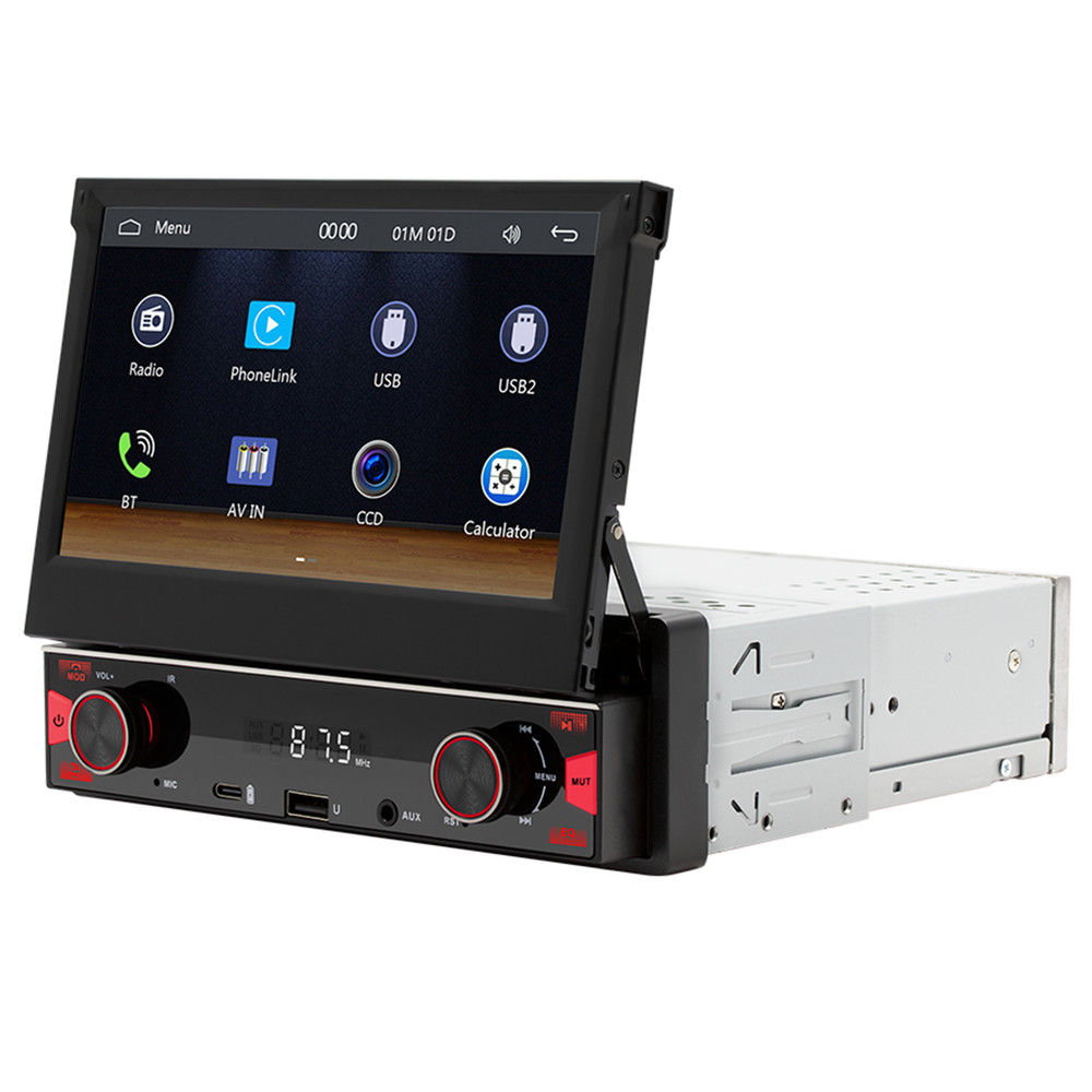 1DIN Car Stereo with Apple CarPlay, Bluetooth, Mirror Link, AUX, RCA & MP5 Playback