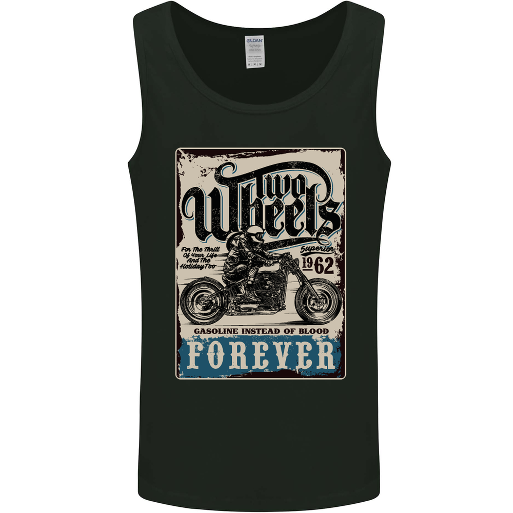 Two Wheels Biker Motorcycle Motorbike Mens Vest Tank Top