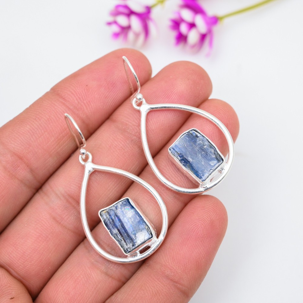 Kyanite Gemstone 925 Sterling Silver Earring Handmade Jewelry Earring Wife Gift