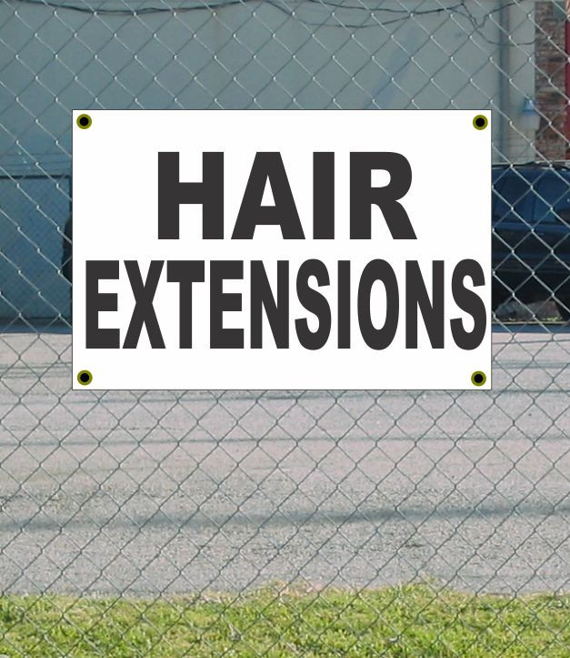2x3 Black & White Hair Extensions Banner Sign with Discount Pricing and Free Shipping Available Now