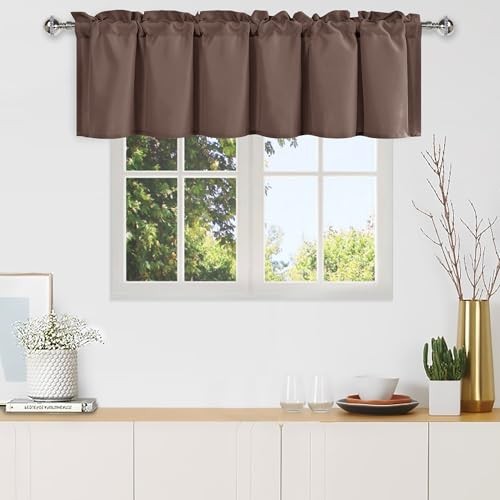 Solid Brown Kitchen Valance Topper 60x18 Inches - Pack of 1