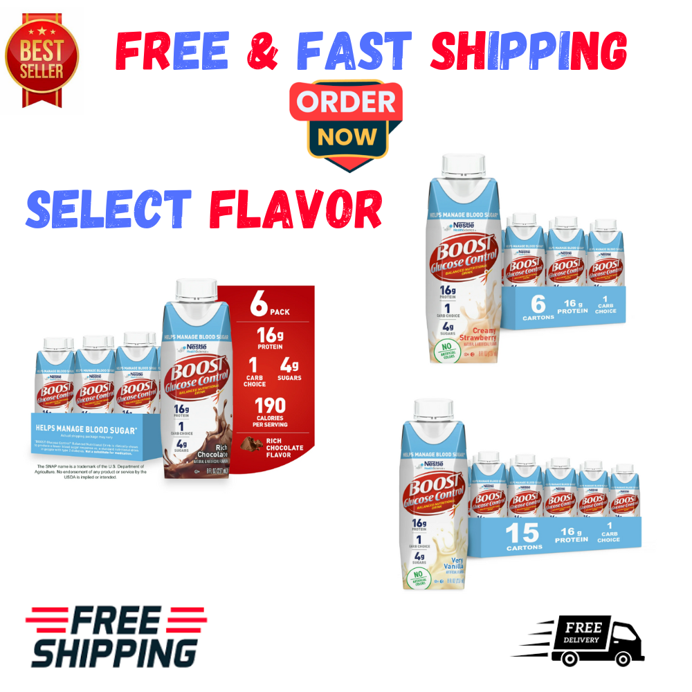 BOOST Glucose Control Nutritional Drink, , 16 g Protein, 6 - 8 fl. SELECT FLAVOR