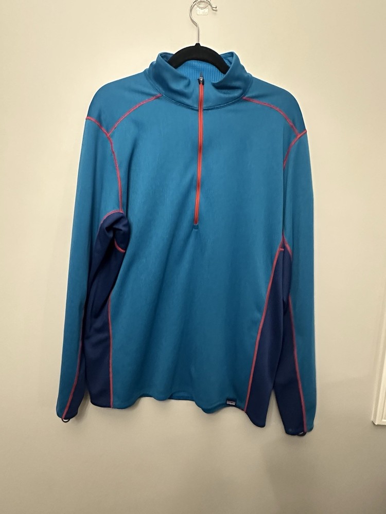 Patagonia Midweight Capilene Crewneck Baselayer Men's Sz XL Blue Black Outdoors