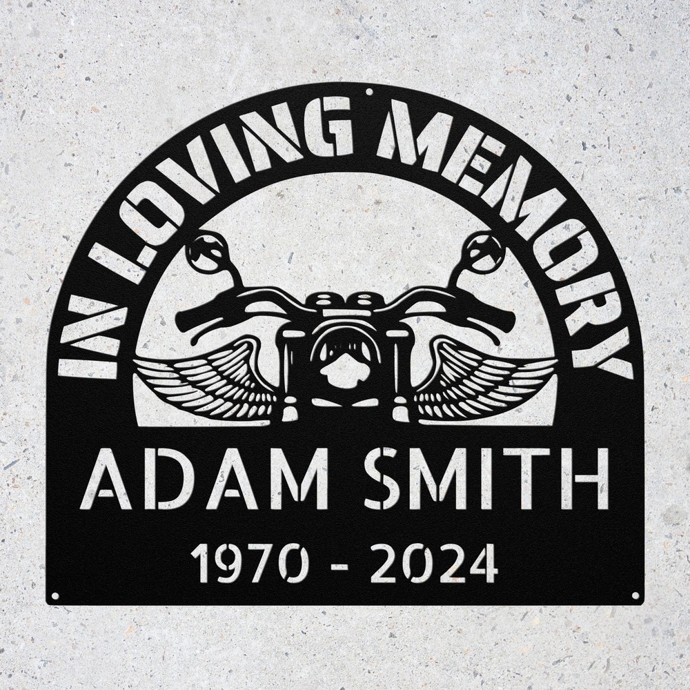Custom Biker Memorial Sign Grave Marker Biker loss Indoor Outdoor Metal Signs