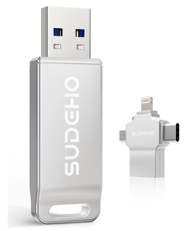 MFi Certified Photo Stick 128GB USB Flash Drive for iPhone, 4 in 1