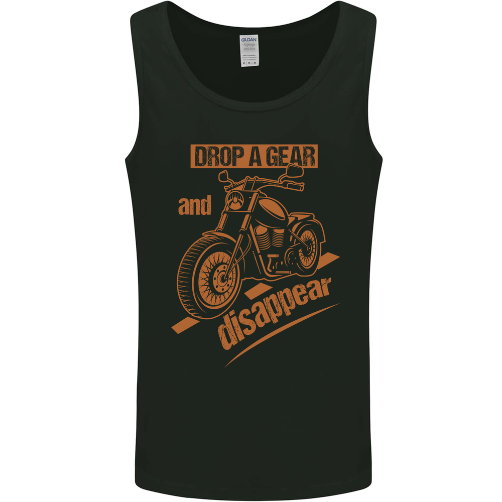 Drop a Gear Disappear Motorcycles Biker Motorbike Mens Vest Tank Top