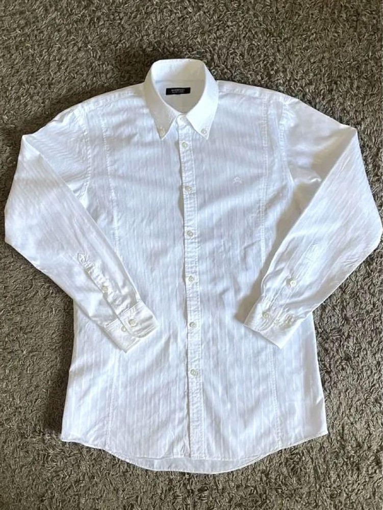 Burberry Black Label Long Sleeve Shirt White Stripe F/S from Japan