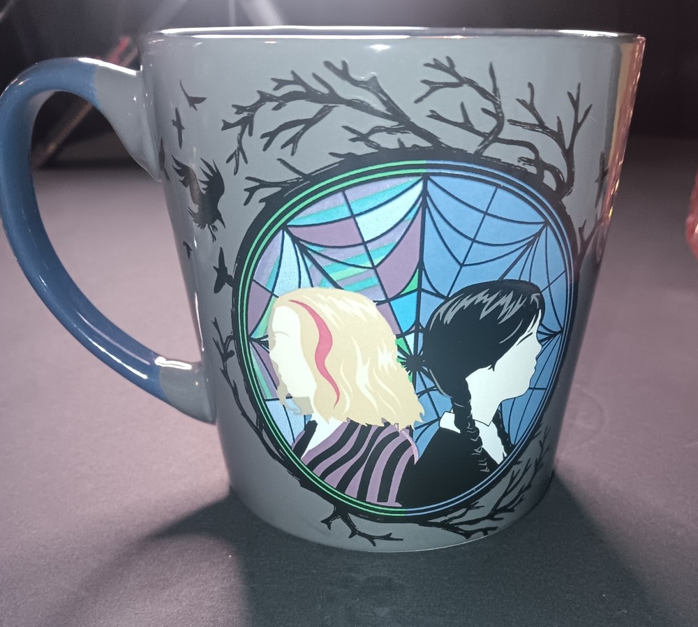 Zak! Wednesday Addams Nevermore Academy 16 fl oz Ceramic Coffee Mug Gray Blue