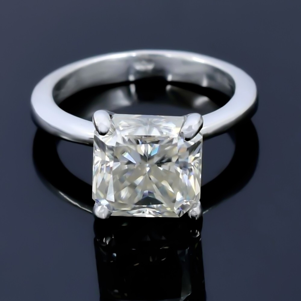 Certified Natural 5.2ct VS1/Radiant Cut/White Diamond 925 Sterling Silver Ring