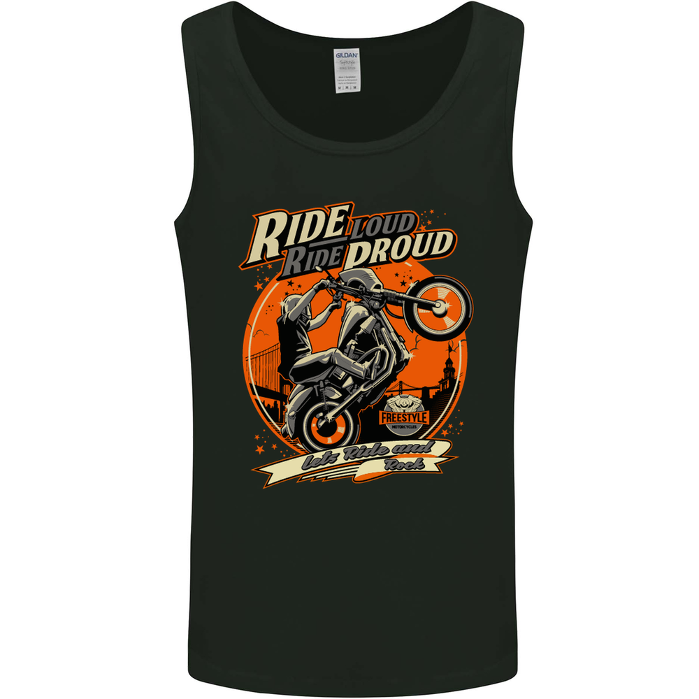 Ride Loud Ride Proud Motorbike Biker Mens Vest Tank Top
