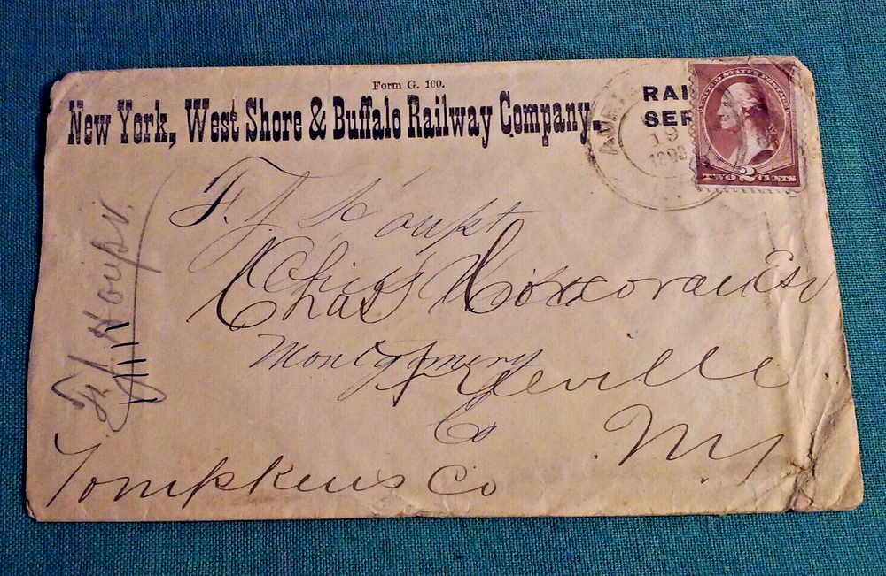Rare 1893 New York WEST SHORE & Buffalo Railway ENVELOPE RxR Canceled Service 2c