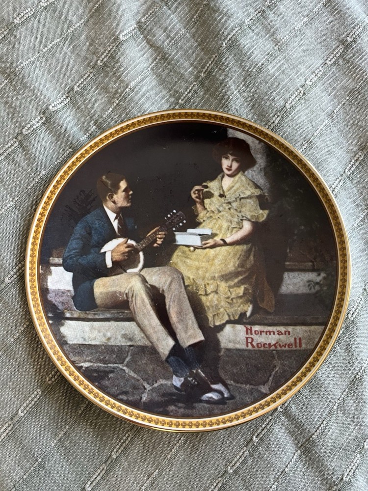 Norman Rockwell Collector Plate 1982 Pondering On The Porch Plate #5909N