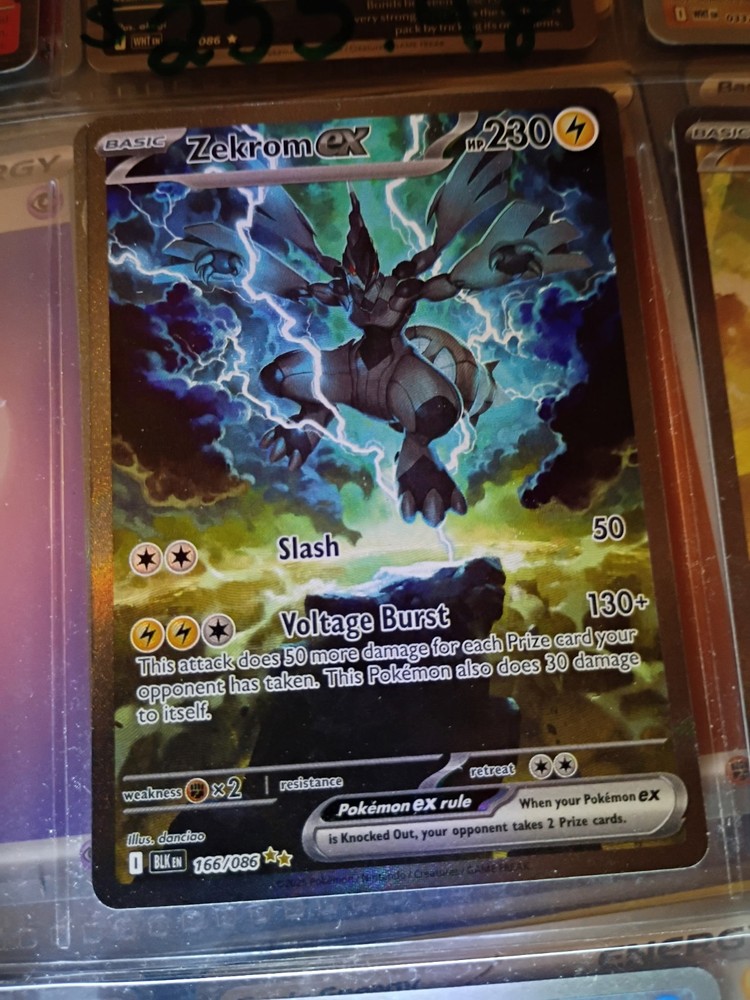 Zekrom Ex Pokémon Card SV: Black Bolt 166/86 Mint Condition