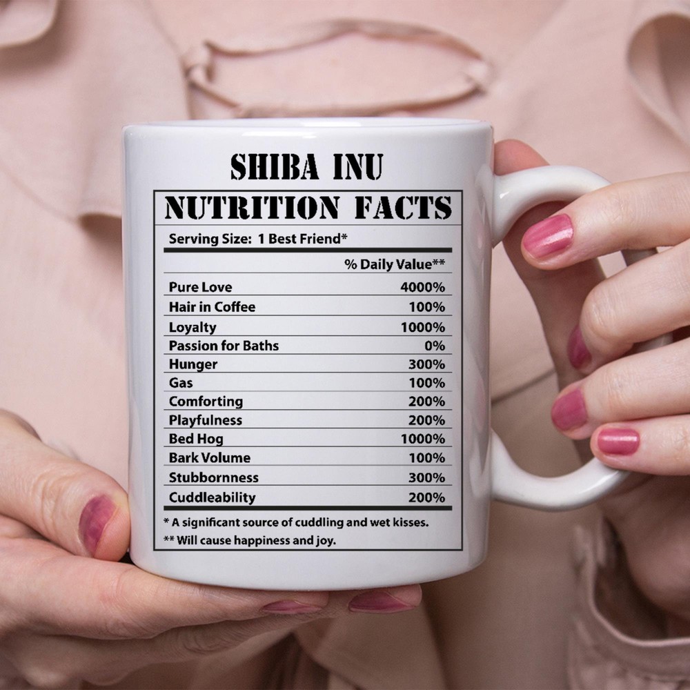 Funny Shiba Inu Gifts Nutritional Facts White Coffee Mug