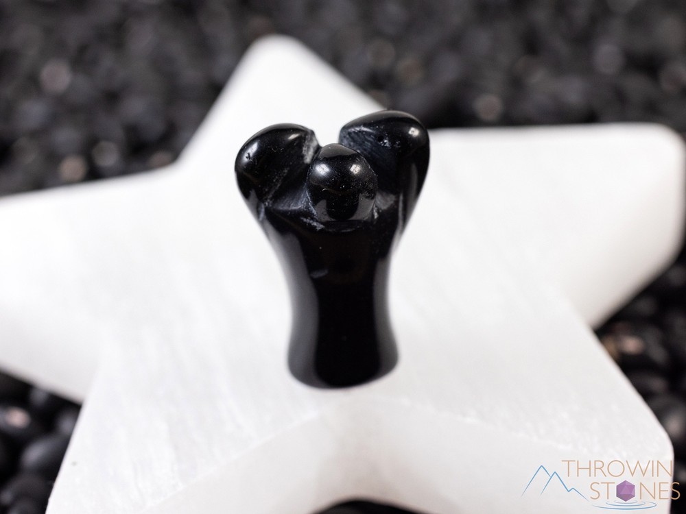 Black TOURMALINE Crystal Angel - Healing Guardian Angel Figurines, Decor, E2077