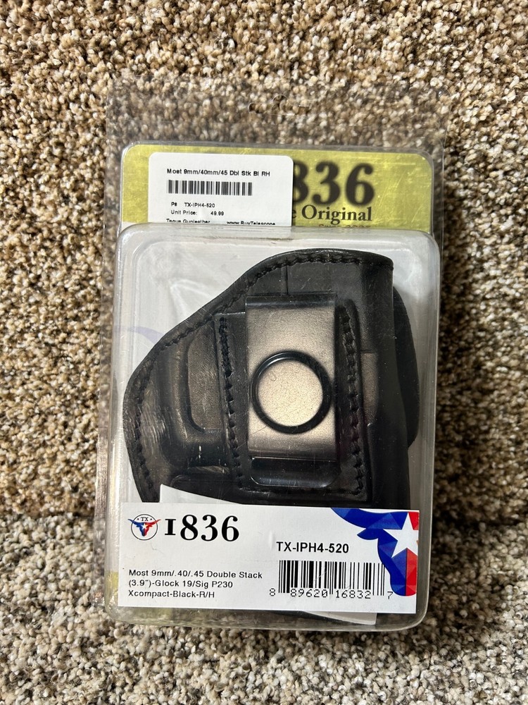 Texas 1836 Holster for Most 9mm/.40/.45 Double Stack - Glock/Sig - RH - 3.9